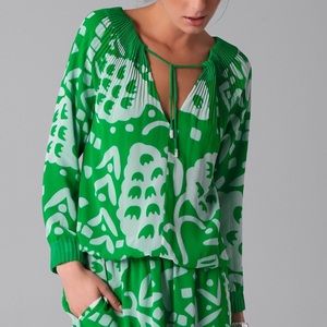 Diane Von Furstenberg Green and White Mini Dress